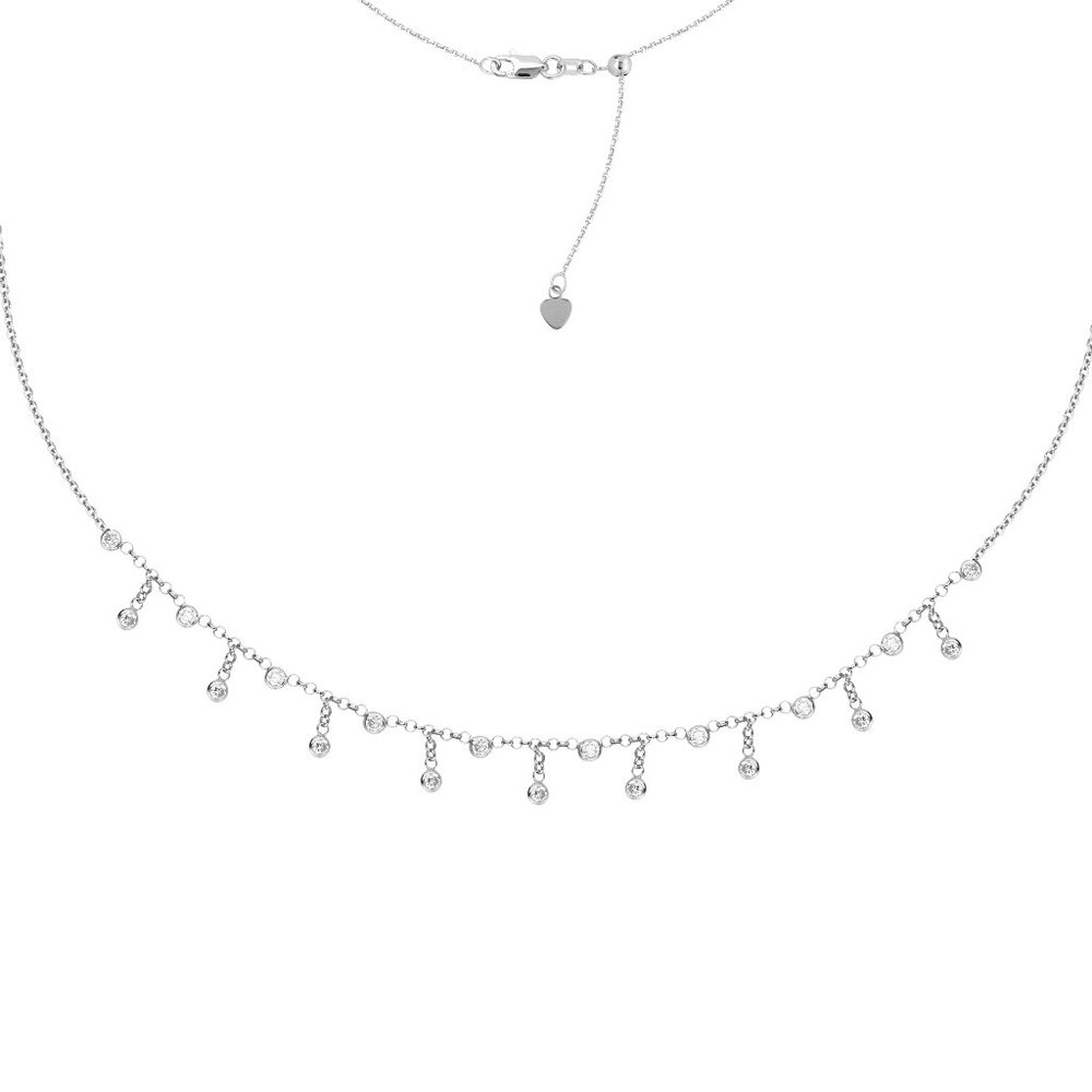 Sterling Silver CZ Adjustable Choker Necklace